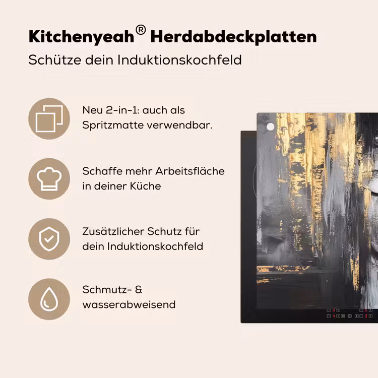 Boedhha - Penseelstreken - Goud - Abstract Inductie beschemer met haakjes klein -ky-usp-de