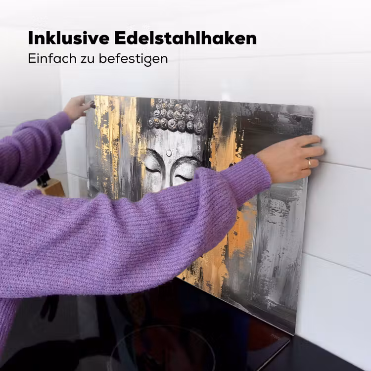 Boedhha - Penseelstreken - Goud - Abstract Inductie beschemer met haakjes klein -ky-ophangen-de