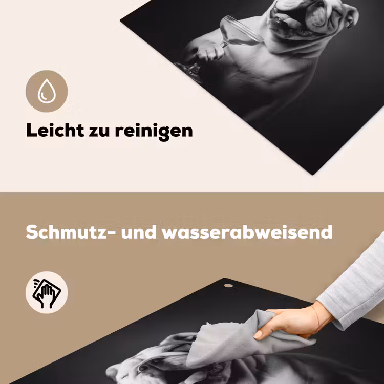 Buldog - Hond - Glas Inductie beschemer met haakjes middel -ky-schoon-de