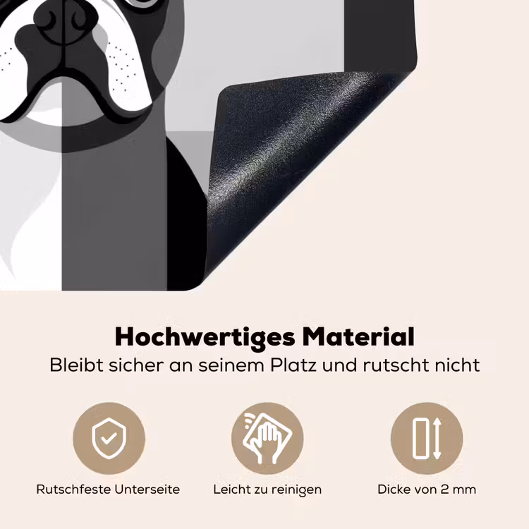 Buldog - Zwart - Abstract - Vlakken Inductie beschemer met haakjes middel -ky-onderkant-de