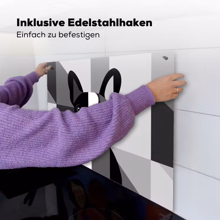 Buldog - Zwart - Abstract - Vlakken Inductie beschemer met haakjes middel -ky-ophangen-de