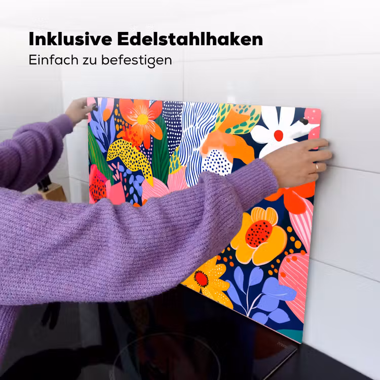 Kleurrijk - Bloemen - Abstract - Stippen Inductie beschemer met haakjes klein -ky-ophangen-de