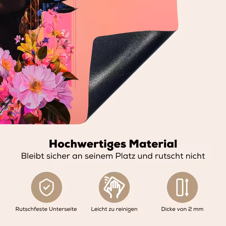 Kleurrijk - Bloemen - Vrouw - Zon Inductie beschemer met haakjes klein -ky-onderkant-de