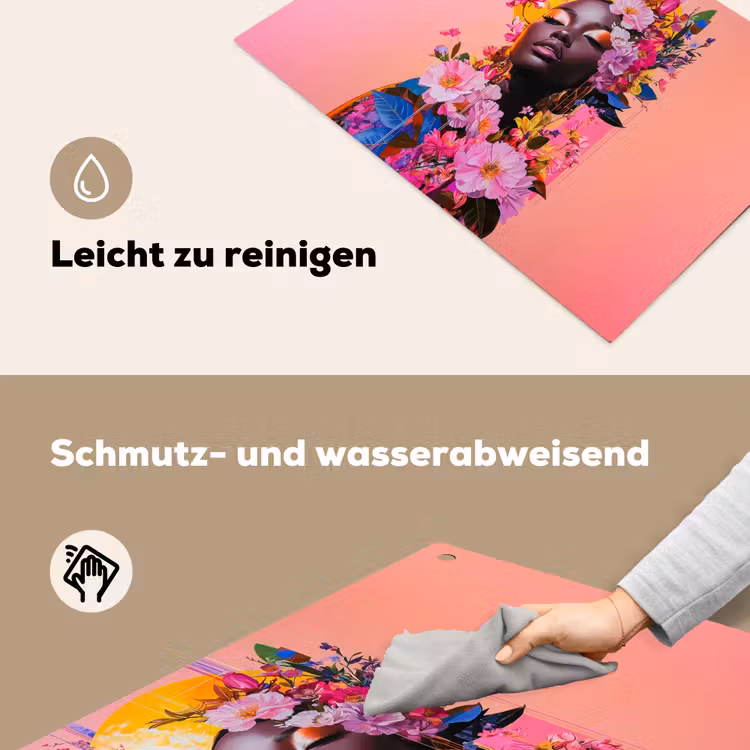 Kleurrijk - Bloemen - Vrouw - Zon Inductie beschemer met haakjes klein -ky-schoon-de