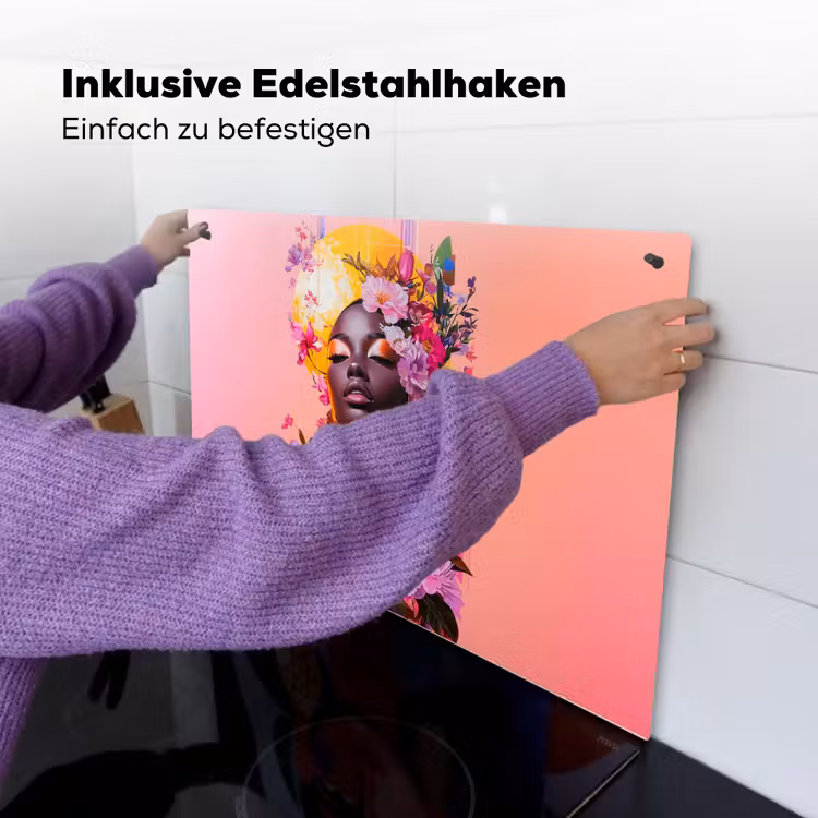 Kleurrijk - Bloemen - Vrouw - Zon Inductie beschemer met haakjes klein -ky-ophangen-de