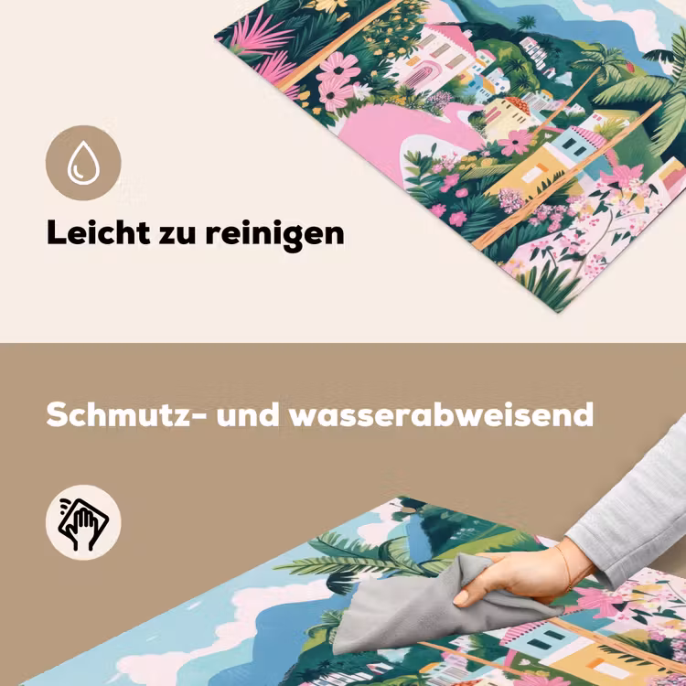 Kleurrijk - Huizen - Heuvels - Roze Inductie beschemer met haakjes klein -ky-schoon-de