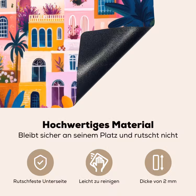 Kleurrijk - Roze - Oranje - Geel - Bloemen Inductie beschemer met haakjes klein -ky-onderkant-de
