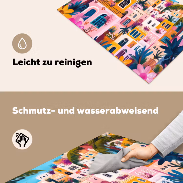 Kleurrijk - Roze - Oranje - Geel - Bloemen Inductie beschemer met haakjes klein -ky-schoon-de