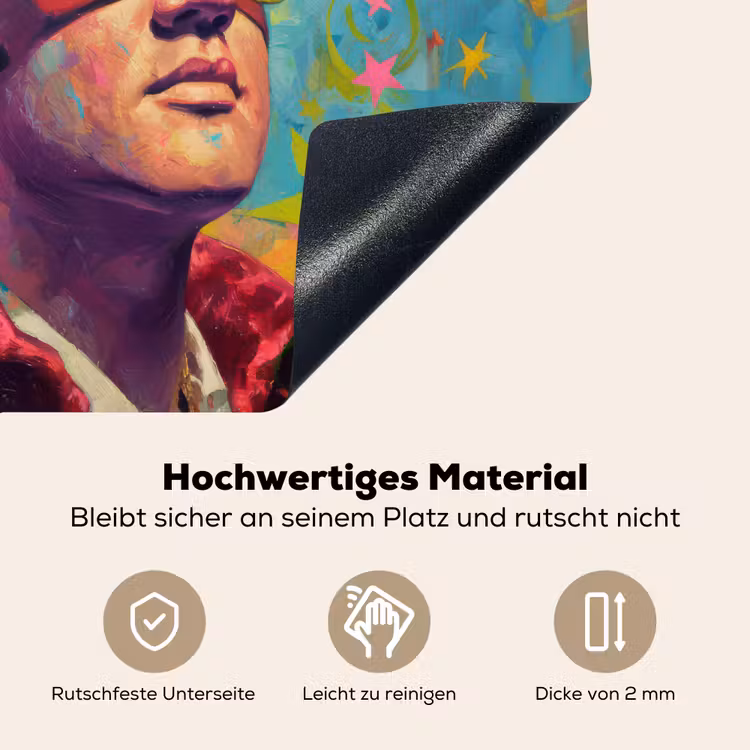 Kleurrijk portret - Kroon - Sterren Inductie beschemer met haakjes middel -ky-onderkant-de