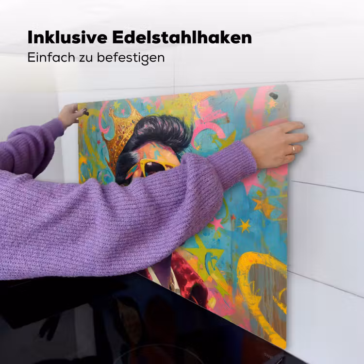 Kleurrijk portret - Kroon - Sterren Inductie beschemer met haakjes middel -ky-ophangen-de