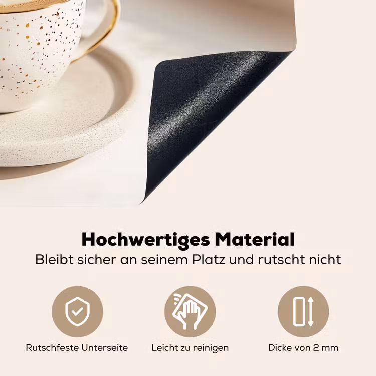 Cappuccino - Schuim - Schotel - Beige Inductie beschemer met haakjes klein -ky-onderkant-de