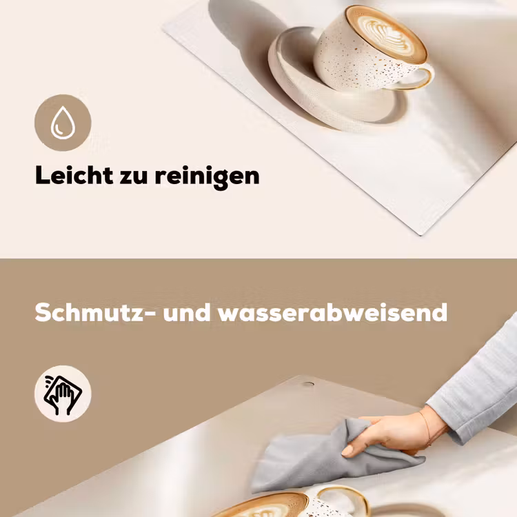 Cappuccino - Schuim - Schotel - Beige Inductie beschemer met haakjes klein -ky-schoon-de