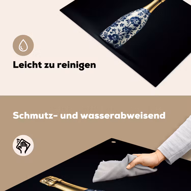 Champagne - Bloemen - Goud - Chique Inductie beschemer met haakjes klein -ky-schoon-de