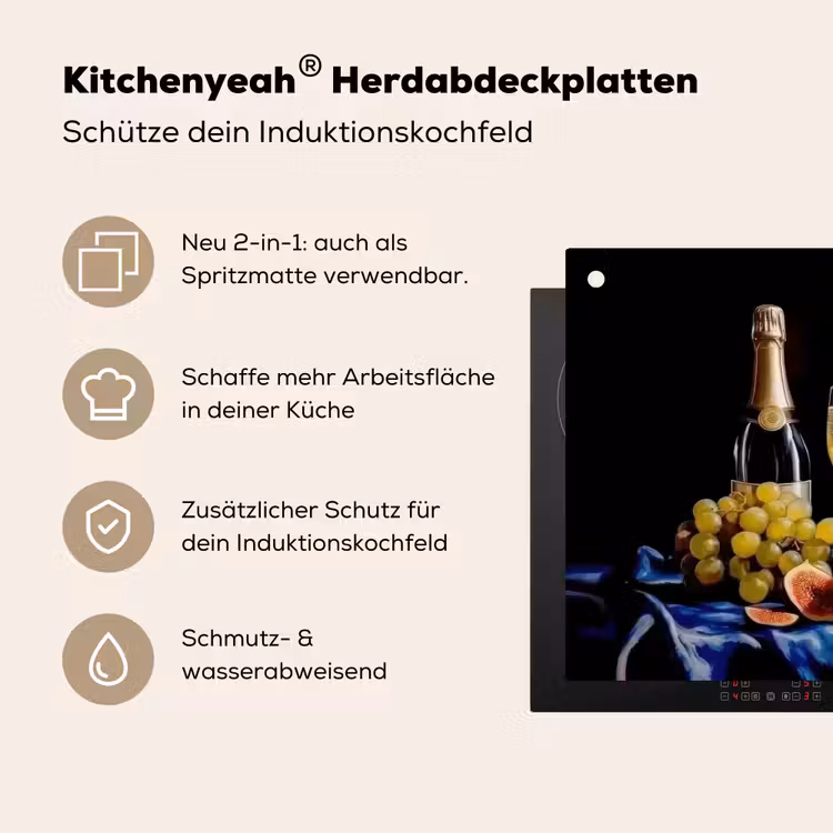 Champagne - Luxe - Oesters Inductie beschemer met haakjes klein -ky-usp-de