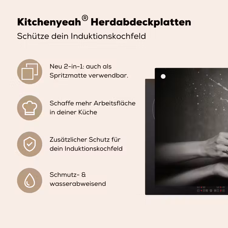 Champagnefles - Glas - Minimalistisch - Spetters Inductie beschemer met haakjes klein -ky-usp-de