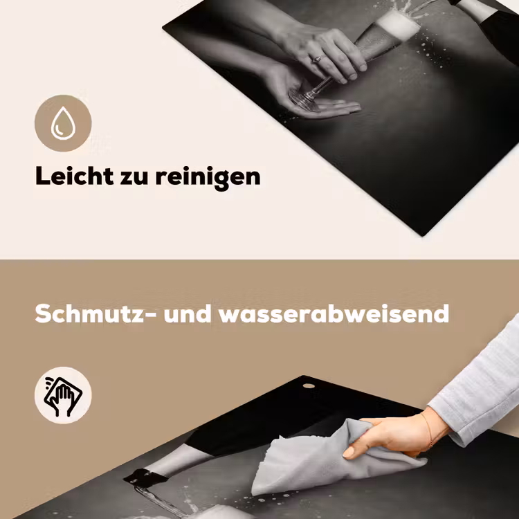 Champagnefles - Glas - Minimalistisch - Spetters Inductie beschemer met haakjes klein -ky-schoon-de
