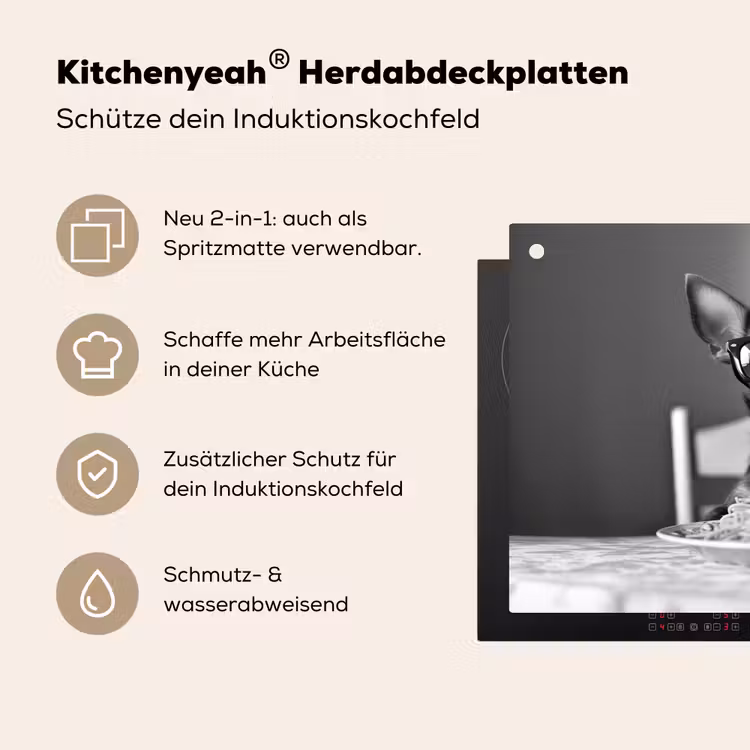 Chihuahua - Hond - Zonnebril - Humoristisch - Zwart - Wit - Spaghetti Inductie beschemer met haakjes klein -ky-usp-de