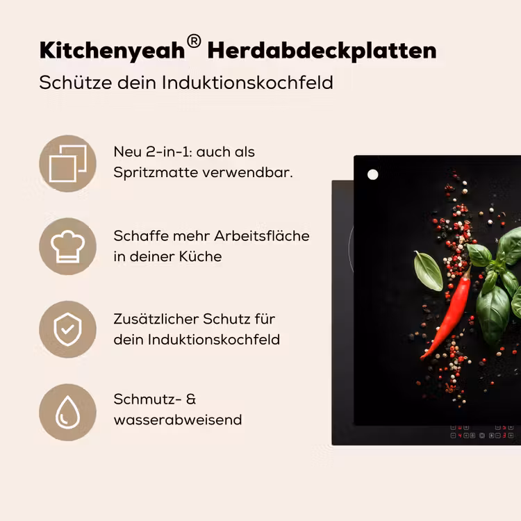 Chilipepers - Basilicum - Blaadjes - Rood Inductie beschemer met haakjes klein -ky-usp-de
