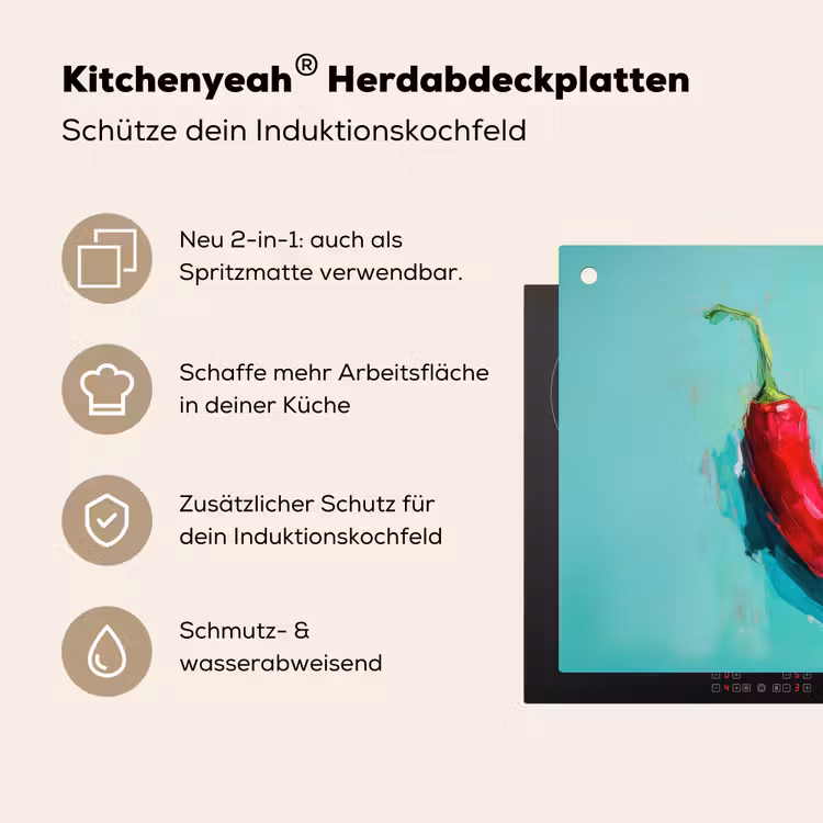 Chilipepers - Geverfd - Rood Inductie beschemer met haakjes middel -ky-usp-de