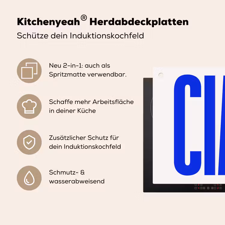 Ciao - Hoofdletters - Blauw - Minimalistisch Inductie beschemer met haakjes middel -ky-usp-de