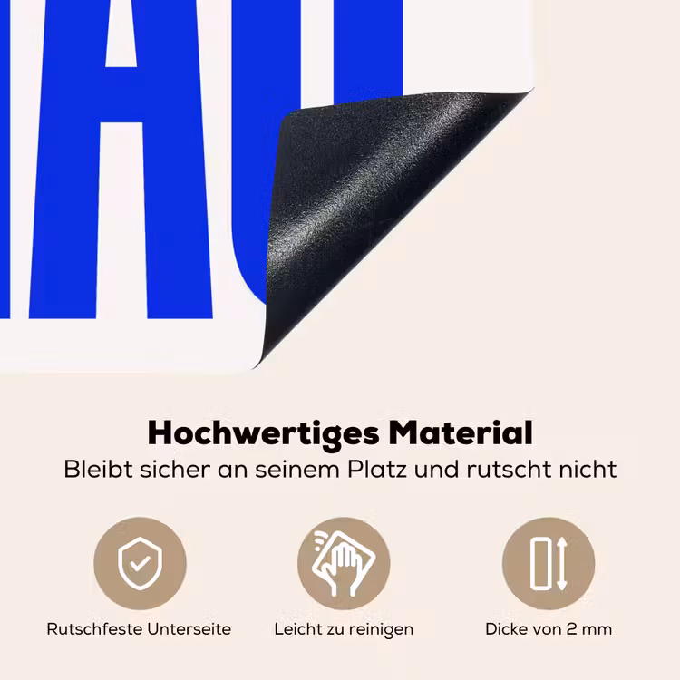Ciao - Hoofdletters - Blauw - Minimalistisch Inductie beschemer met haakjes middel -ky-onderkant-de