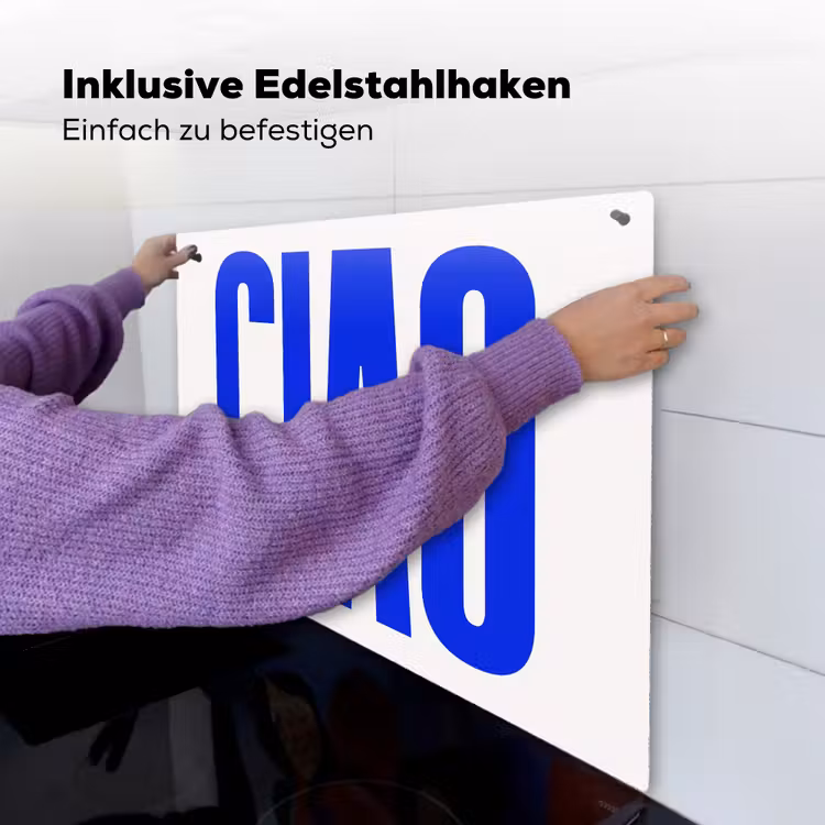 Ciao - Hoofdletters - Blauw - Minimalistisch Inductie beschemer met haakjes middel -ky-ophangen-de