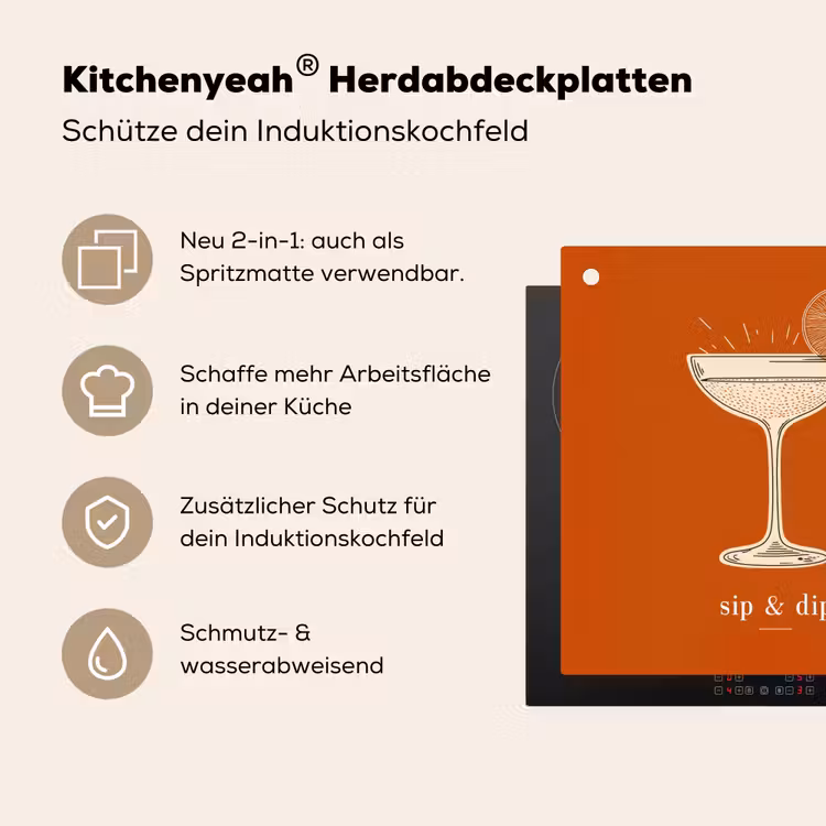 Cocktail - Oranje - Zomer - Quote Inductie beschemer met haakjes middel -ky-usp-de