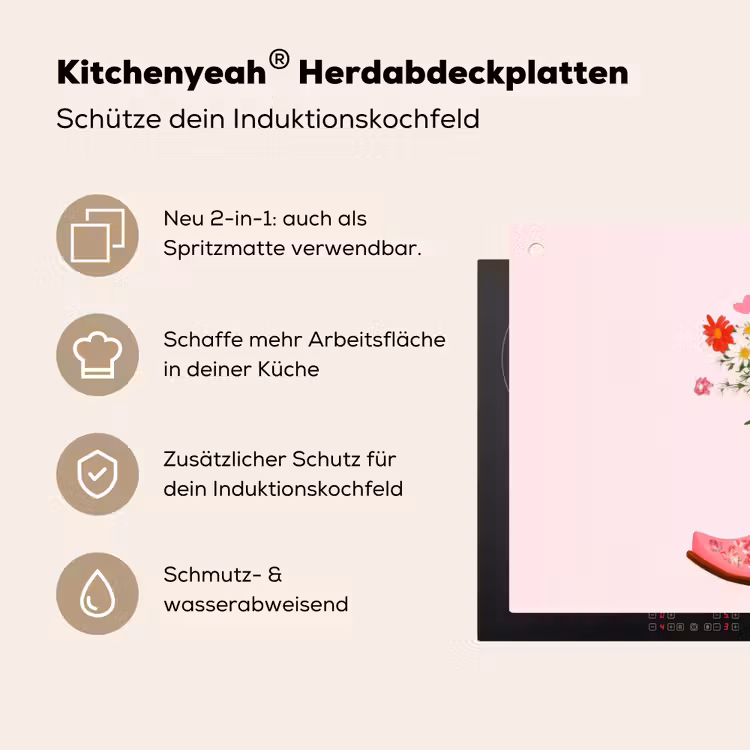 Cowboylaarzen - Roze - Boeket - Bloemen Inductie beschemer met haakjes klein -ky-usp-de