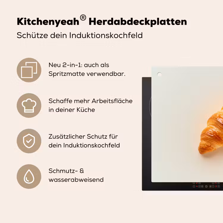 Croissant - Brood - Beige Inductie beschemer met haakjes klein -ky-usp-de