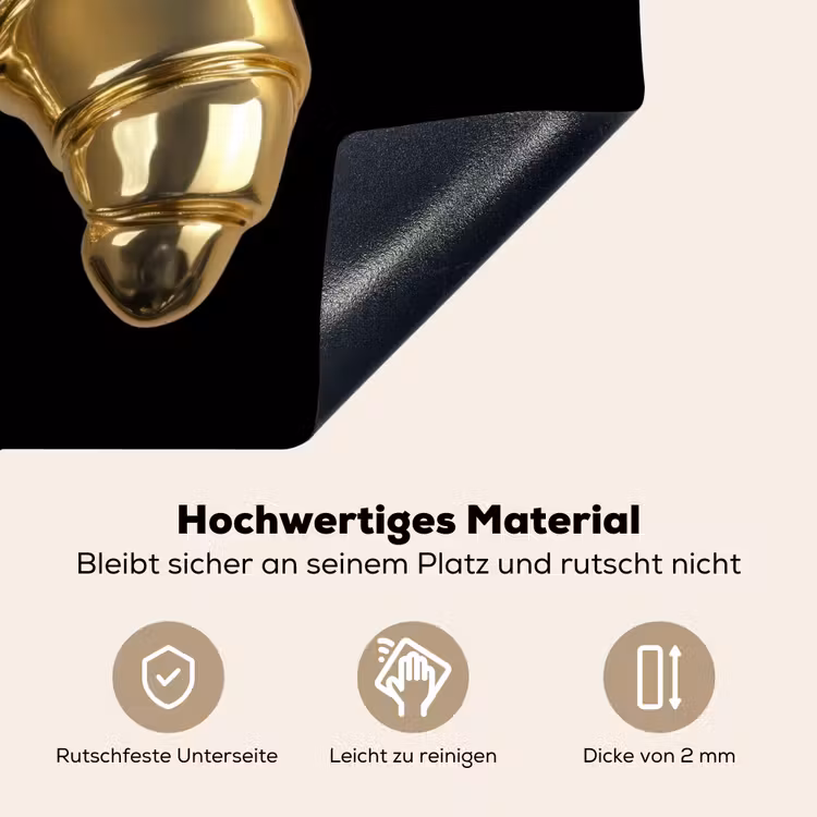 Croissant - Brood - Goud - Zwart Inductie beschemer met haakjes klein -ky-onderkant-de