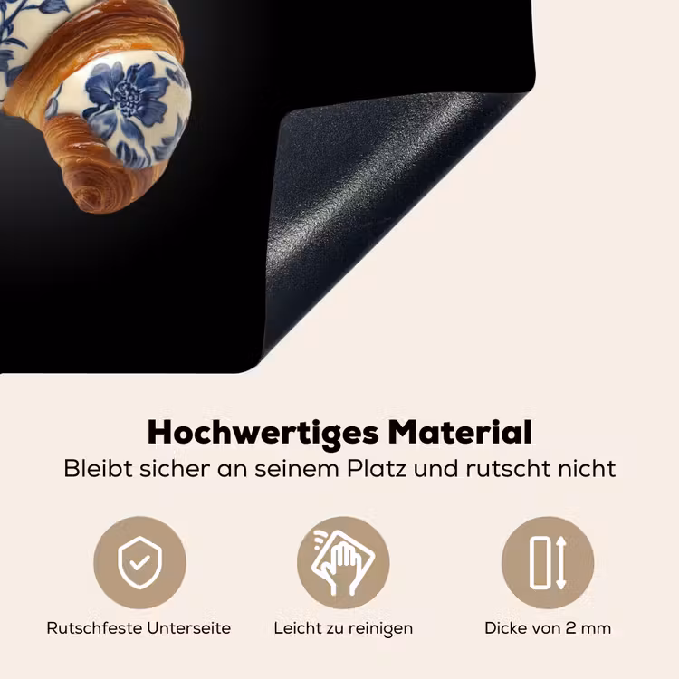 Croissant - Bloemenpatroon - Delftsblauw Inductie beschemer met haakjes klein -ky-onderkant-de