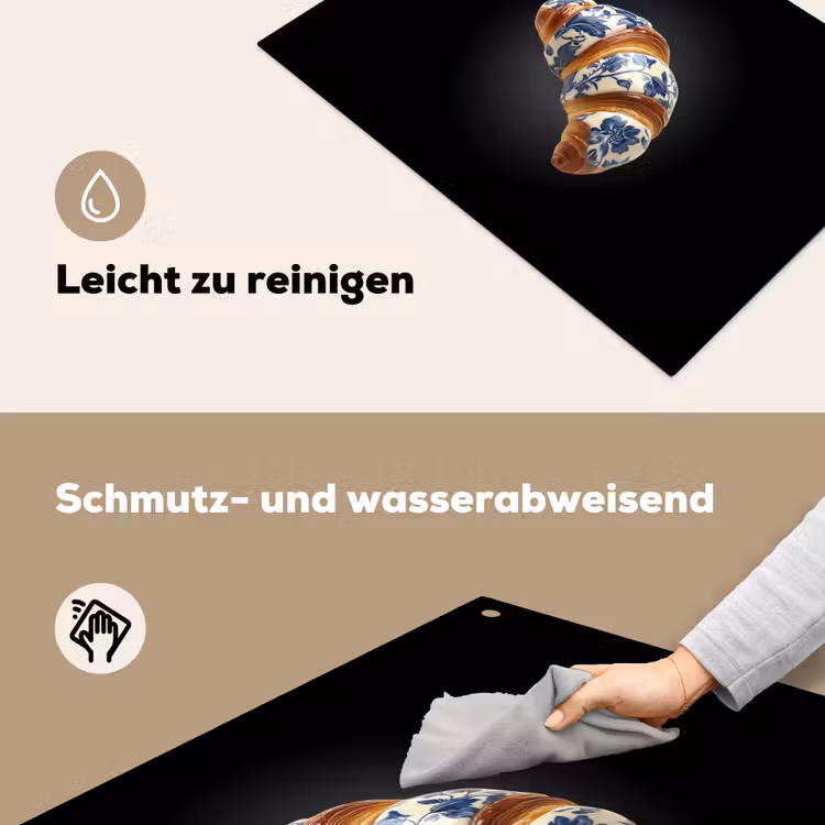 Croissant - Bloemenpatroon - Delftsblauw Inductie beschemer met haakjes klein -ky-schoon-de