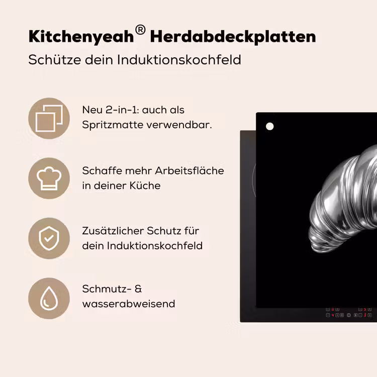 Croissant - Metaal - Zilver Inductie beschemer met haakjes middel -ky-usp-de