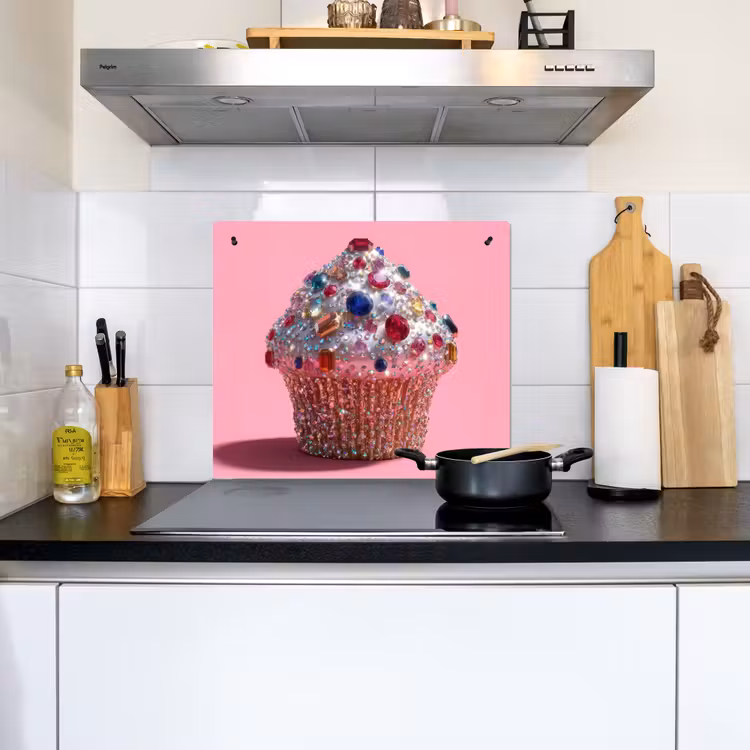 Cupcake - Kleurrijk - Edelstenen Inductie beschemer met haakjes middel -sfeer2