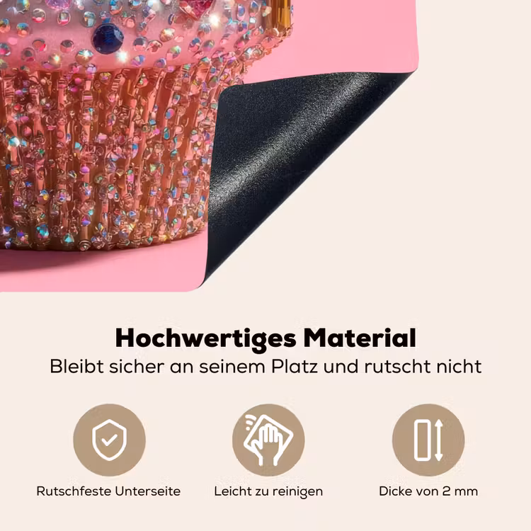 Cupcake - Kleurrijk - Edelstenen Inductie beschemer met haakjes middel -ky-onderkant-de