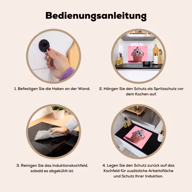 Cupcake - Kleurrijk - Edelstenen Inductie beschemer met haakjes middel -ky-gebruik-de
