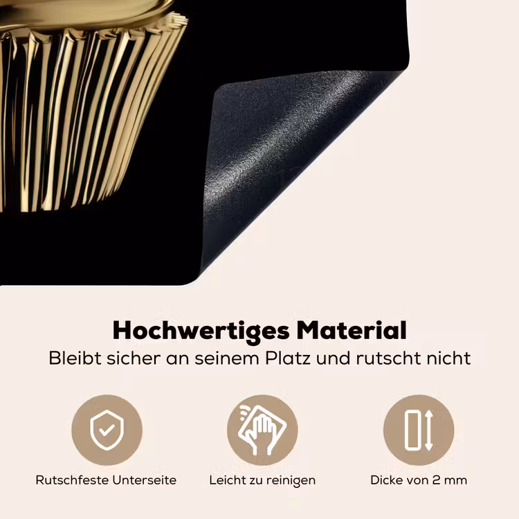 Cupcake - Eten - Goud - Zwart Inductie beschemer met haakjes klein -ky-onderkant-de