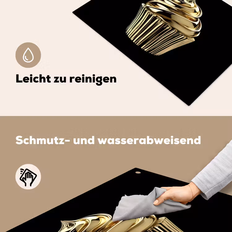 Cupcake - Eten - Goud - Zwart Inductie beschemer met haakjes klein -ky-schoon-de