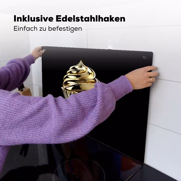 Cupcake - Eten - Goud - Zwart Inductie beschemer met haakjes klein -ky-ophangen-de