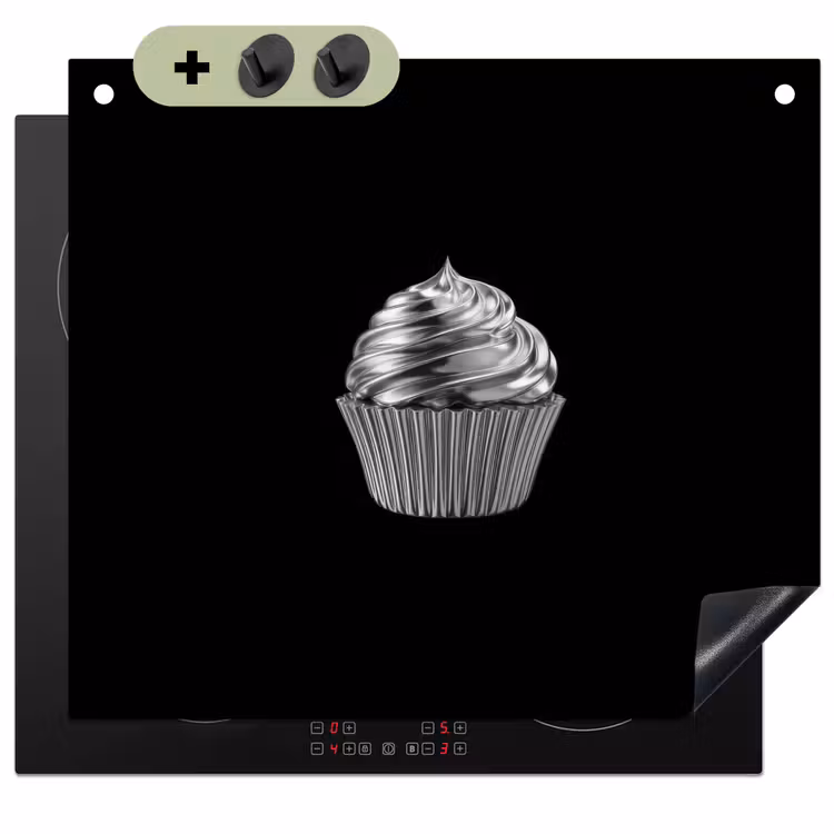 Cupcake - Luxueus - Zilver Inductie beschemer met haakjes middel -3d