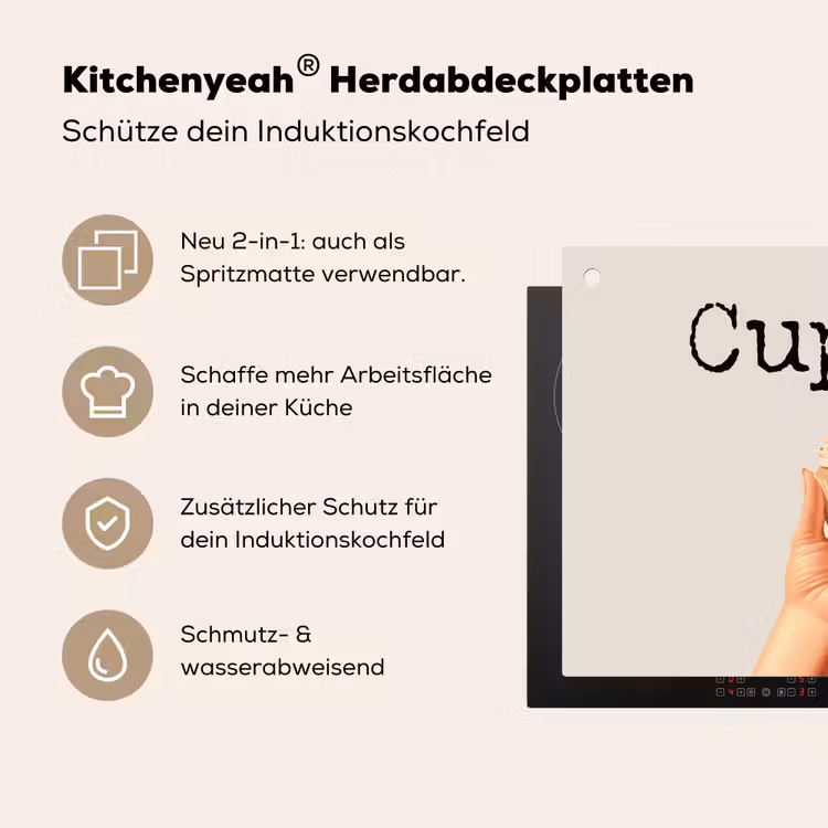 Cupcake - Zoet - Kers Inductie beschemer met haakjes klein -ky-usp-de