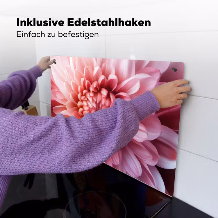 Dahlia - Bloem - Close up - Roze Inductie beschemer met haakjes klein -ky-ophangen-de