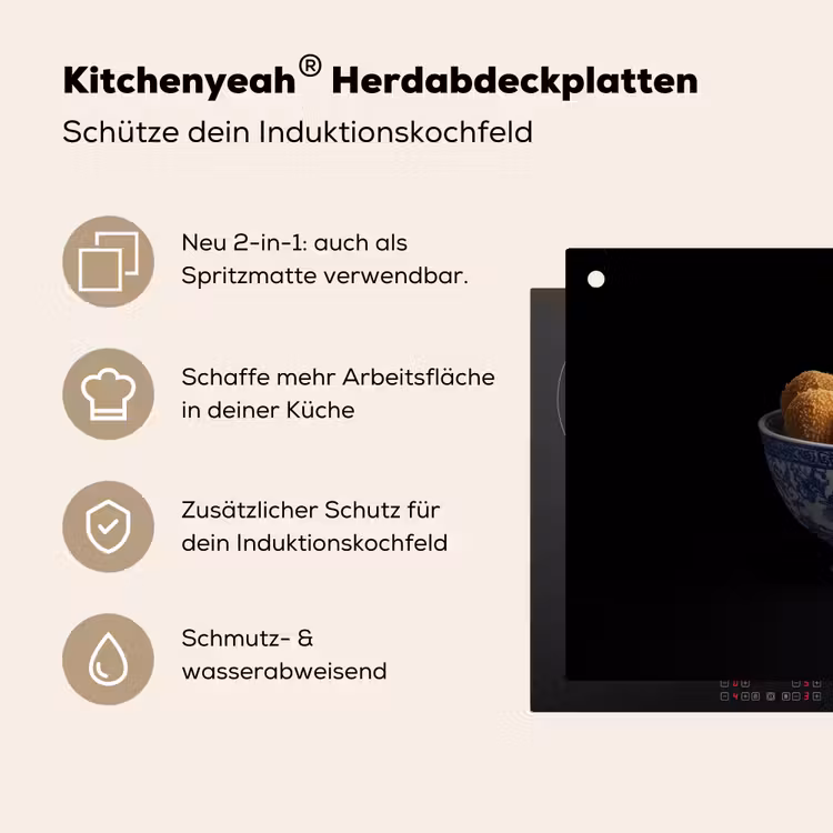 Delfts blauw - Bitterballen - Holland - Schaal Inductie beschemer met haakjes klein -ky-usp-de