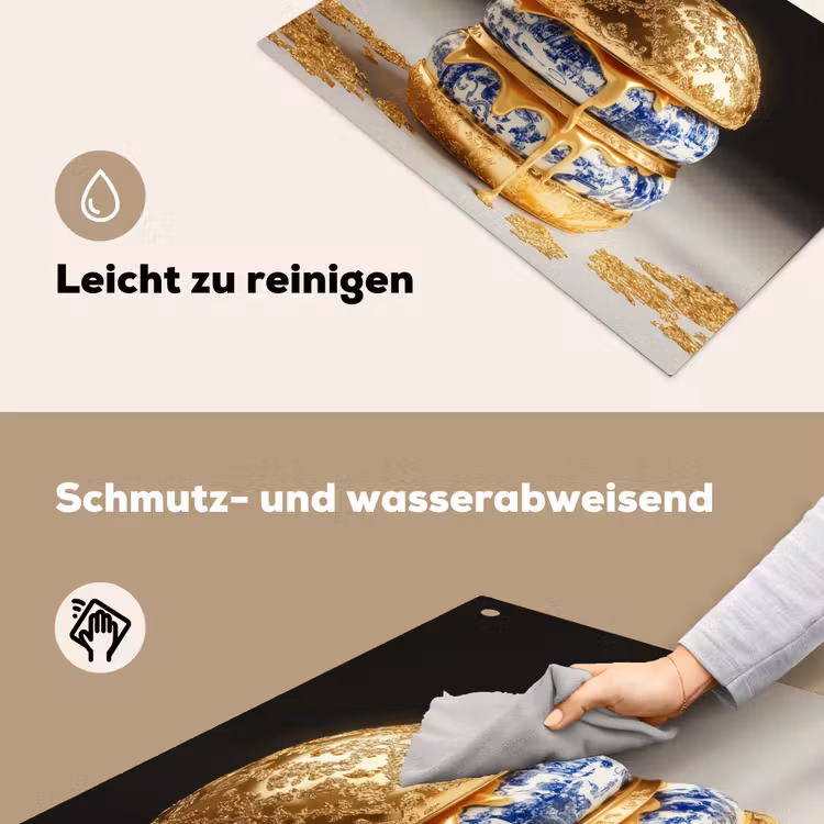 Delftsblauw - Goud - Burger Inductie beschemer met haakjes klein -ky-schoon-de