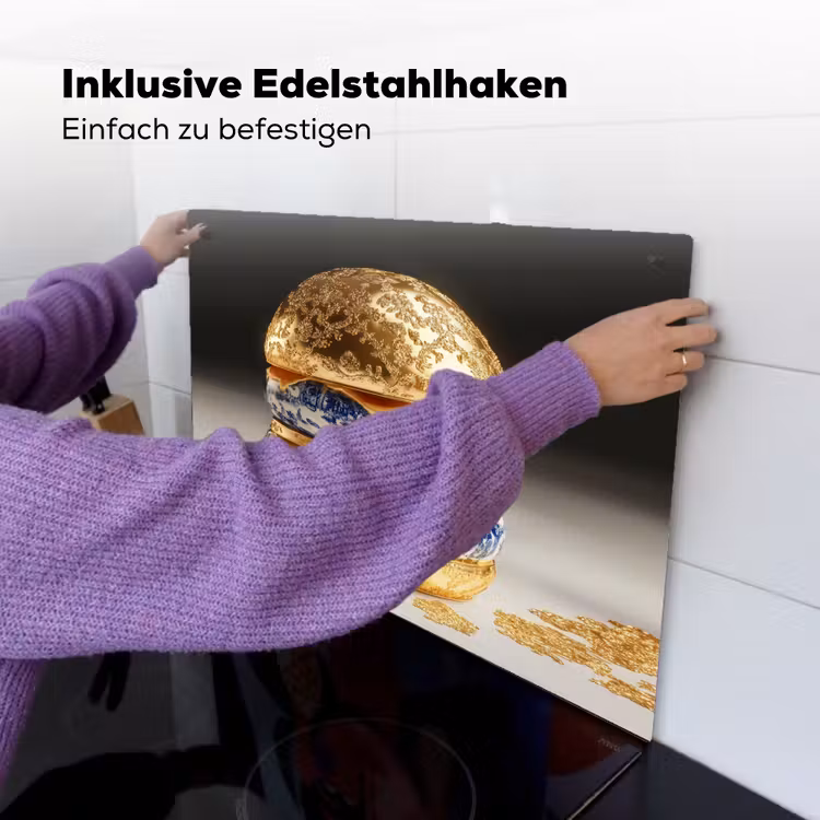 Delftsblauw - Goud - Burger Inductie beschemer met haakjes klein -ky-ophangen-de