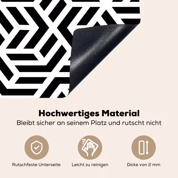 Design - Geometrie - Patroon - Zwart - Wit Inductie beschemer met haakjes klein 777 -ky-onderkant-de