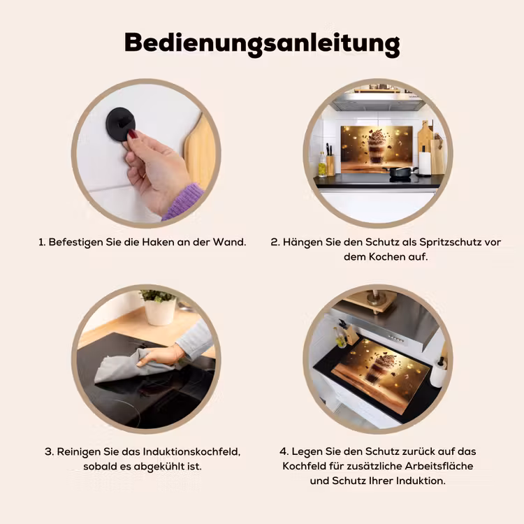 Dessert - Chocolade - Zoet - Eten Inductie beschemer met haakjes klein -ky-gebruik-de