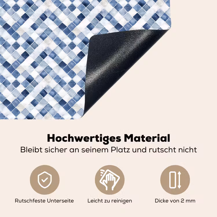 Diamant - Patroon - Blauw - Wit Inductie beschemer met haakjes klein 777 -ky-onderkant-de