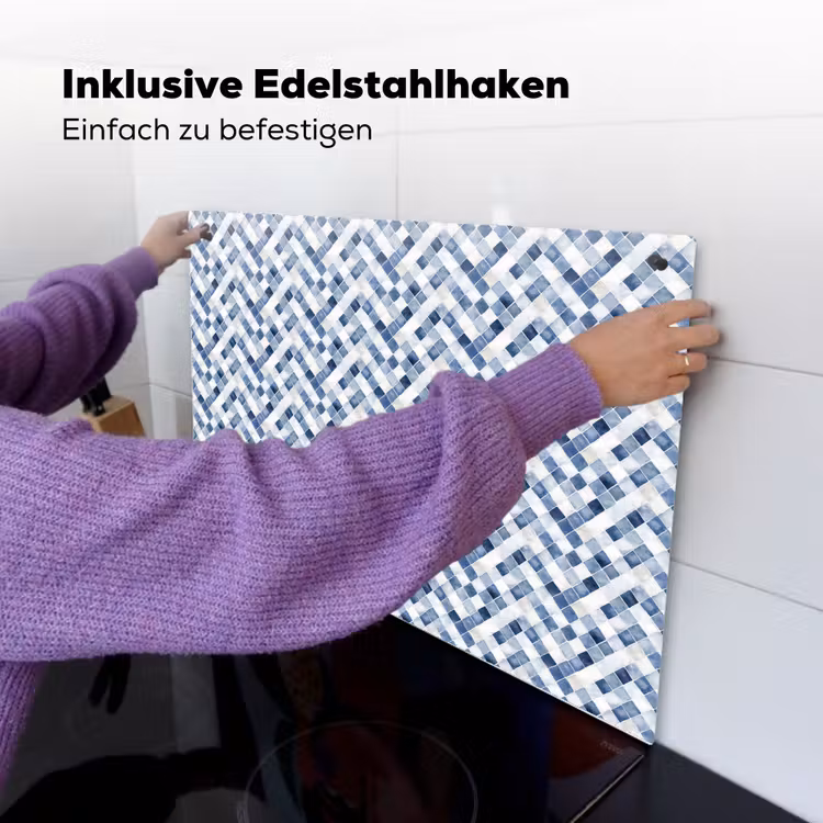 Diamant - Patroon - Blauw - Wit Inductie beschemer met haakjes klein 777 -ky-ophangen-de
