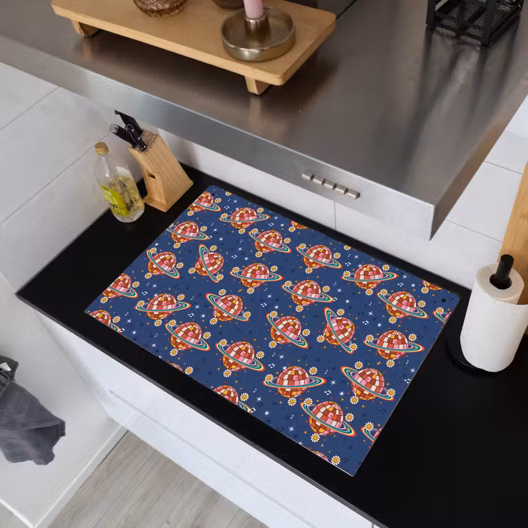 Disco - Blauw - Patroon Inductie beschemer met haakjes klein 777 -sfeer1